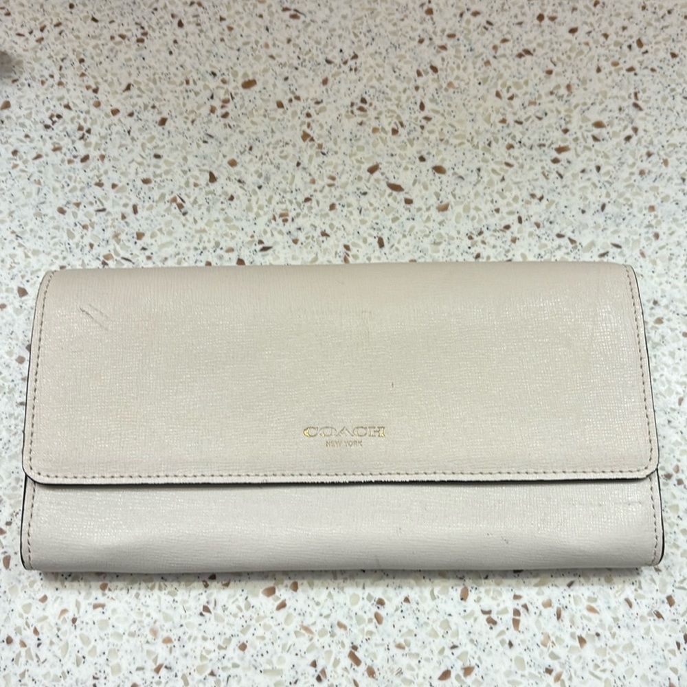 Coach White Leather Long Wallet